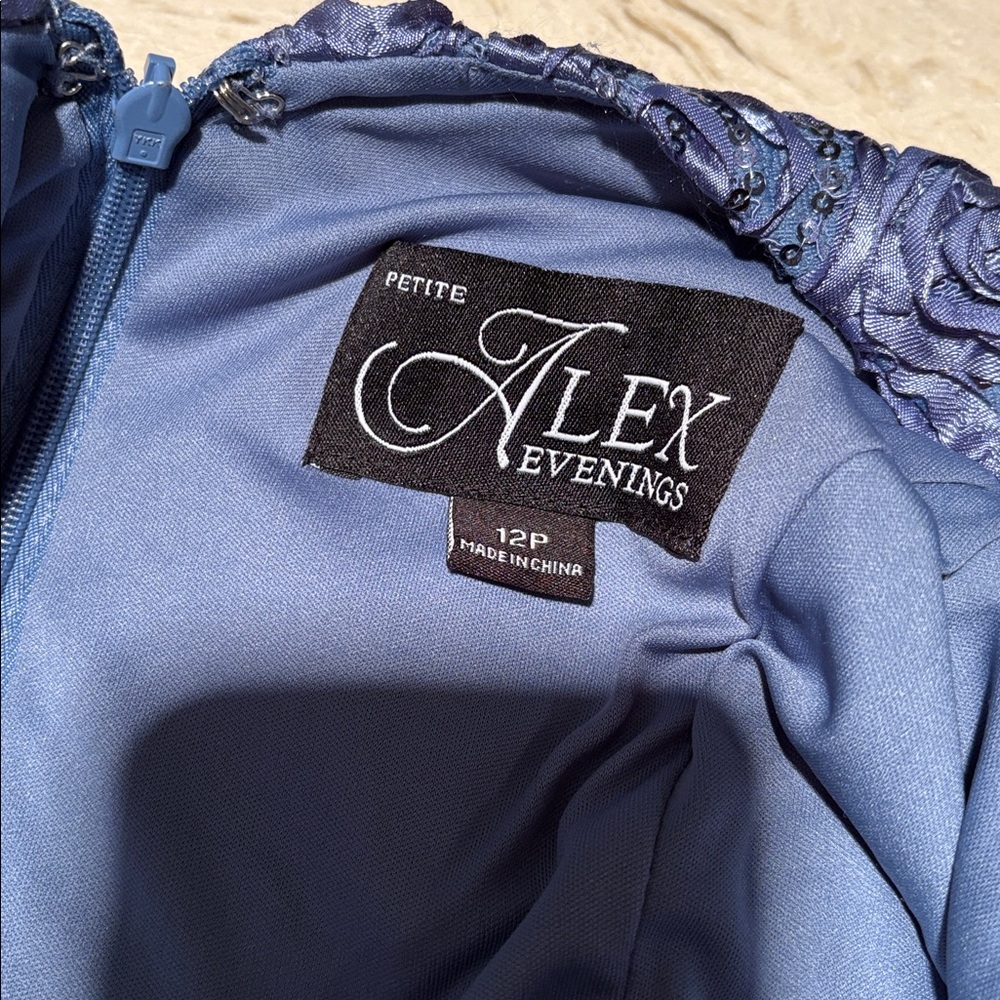 Alex Evenings Blue Embroidered Dress - Picture 3 of 3
